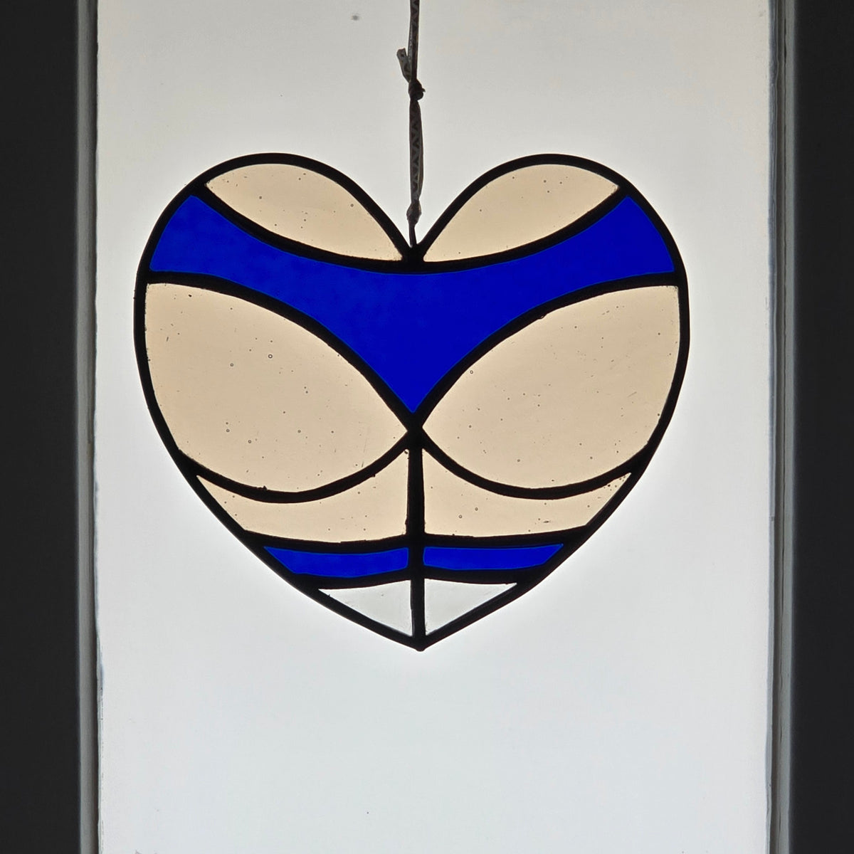 Glas Hart Raamhanger Blauw – Handgemaakt Sierglas Decoratie