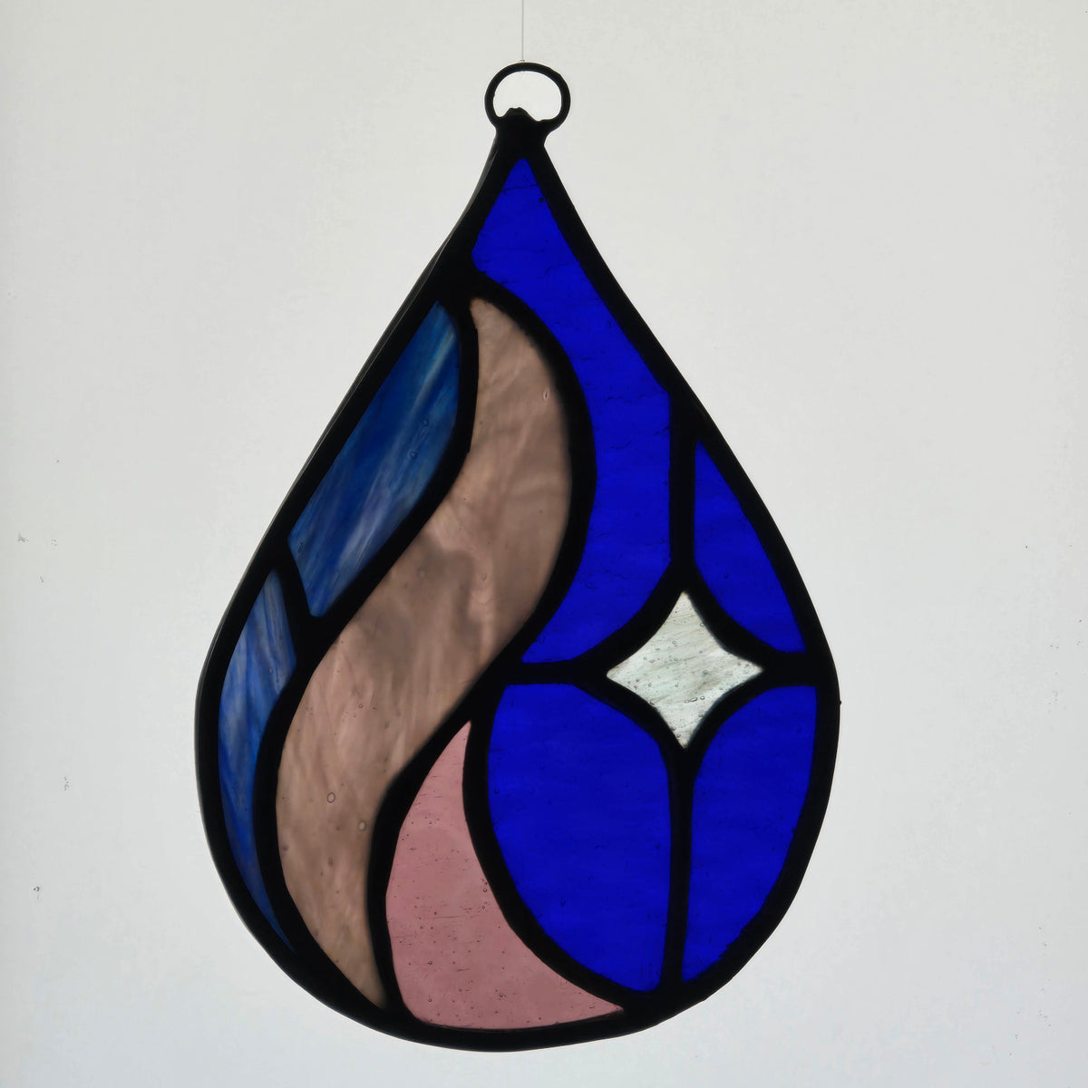 Glas Druppel Raamhanger Blauw – Handgemaakt Sierglas Decoratie